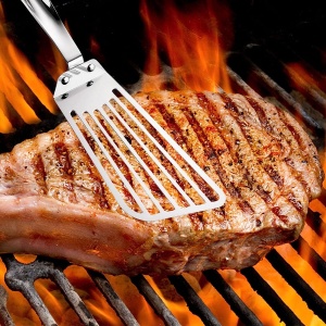 Spatula flexibila Flippy, Fish Turner, din otel, durabila, cu margini subtiri pentru taiere, pentru carne, oua, peste, multifunctionala, argintiu - Img 3