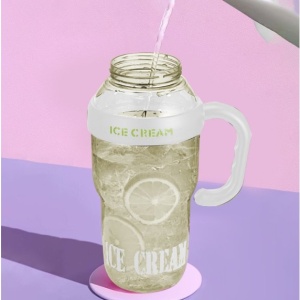 Sticla de Apa, Flippy, Termica, Mentinere 6 Ore, 1400 mL, cu Pai si Capac, PP si Silicon, cu Maner Alb, 25.5x7.5 cm, Verde - Img 10