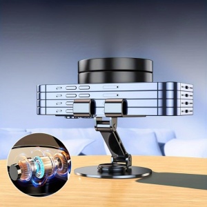 Suport de Birou pentru Telefon sau Tableta, Flippy, din Metal, Pliabil, 5.7 x 13.5 x 8.7 cm, Universal, Mov - Img 2