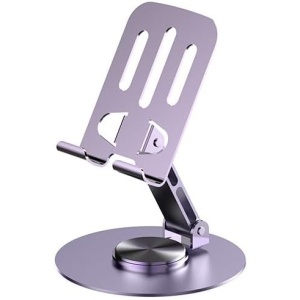 Suport de Birou pentru Telefon sau Tableta, Flippy, din Metal, Pliabil, 5.7 x 13.5 x 8.7 cm, Universal, Mov - Img 4