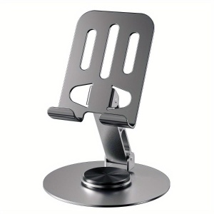 Suport de Birou pentru Telefon sau Tableta, Flippy, din Metal, Pliabil, 5.7 x 13.5 x 8.7 cm, Universal, Gri Metalic - Img 1
