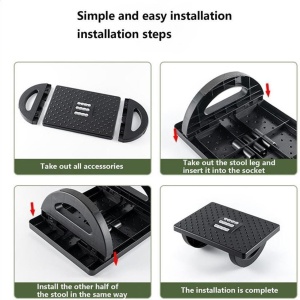 Suport Ergonimic pentru Picioare, Flippy, Plastic, cu Role de Masaj pentru Talpi, pentru Birou, Usor de Transportat, Detasabil, 33.5x24x12 cm, Negru - Img 4