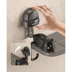 Suport pentru Baie, Flippy, Montare pe Perete, Model Pisicute, ABS, Adeziv, Raft pentru Depozitare, 33.4x17.7 cm, Negru - Img 7