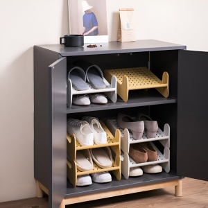 Suport pentru Pantofi, Flippy, cu Doua Straturi, Organizator, Antiderapant și Durabil, 26x24.8x16 cm, Maro - Img 5