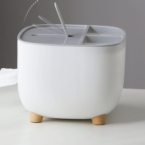 Suport pentru Servetele, Flippy, Cutie Multifunctionala, Design Minimalist, ABS, cu Suport pentru Obiectele Personale, pentru Birou, 21x12x12 cm, Gri - Img 3