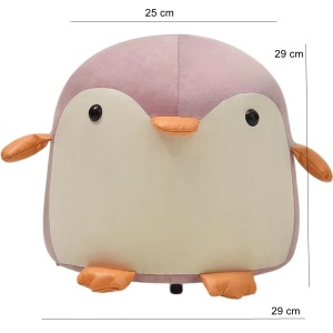 Taburet Pentru Copii, Flippy, Cadru din Lemn Masiv, 25 x 29 x 29 cm, Perna de Burete Elastica si Maner de Transport, in Forma de Pinguin, Roz - Img 9