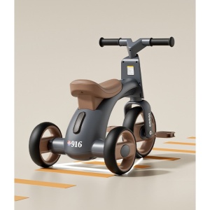 Tricicleta pentru Copii, Flippy, Exercitiu de Echilibru, pentru 1-6 Ani, Functie de Lumini si Sunete, cu Pedale, din Plastic, Roti Gonflabile, Greutate Portanta 60 kg, 57 x 36 x 47 cm, Gri - Img 4