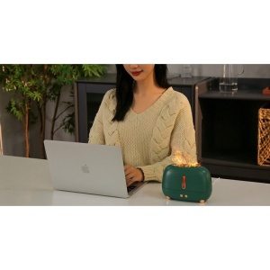 Umidificator de tip flacara, Flippy, cu aromaterapie, 7 culori, 250 ml, verde - Img 2