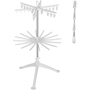 Uscator de Rufe Vertical, Flippy, 2 Niveluri, Pliabil, din ABS+PP+Otel Inoxidabil, Rotire 360 Grade, 130 x 75 cm, Alb - Img 4