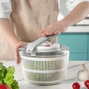 Uscator Manual pentru Salata si Verdeturi, Flippy, Plastic, 16x15x21 cm, Capacitate 3L, Alb - Img 4