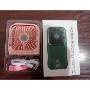 Ventilator Portabil Flippy, 3 in 1, de Mana, de Gat, de Birou, 16.7 x 8 x 1.9 cm, 3 Trepte de Viteza, Incarcare USB, Pliabil, Afisaj Digital, Suport Telefon, Roz - Img 7