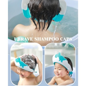 Viziera de Protectie Baie Pentru Copii, Fippy, Model Dinozaur, Dimensiune ajustabila, Durabil, Usor de curatat, Impotriva Samponului, pentru Ochi si Urechi, TPE+PP, 22x21 cm, Albastru - Img 13