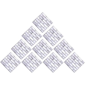 10 x Placi Tapet Autocolant 3D cu Imitatie de Marmura Dreptunghiulara, pentru Perete Bucatarie Sufragerie, Usor de Curatat, Rezistent la Apa, Autoadeziv, 30x30 cm, Gri - Img 2