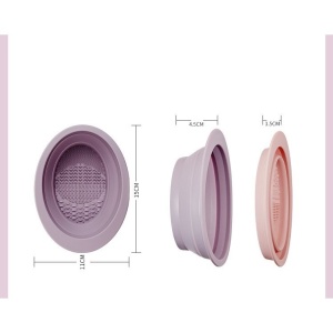 Accesoriu din silicon pentru curatarea accesoriilor makeup, pensule, buretei, 14.5 x 11,5 cm, 2 moduri de utilizare, pliabil, mov - Img 10