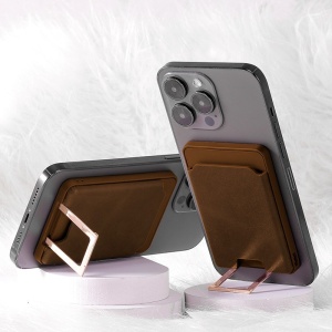 Accesoriu pentru telefon 3 in 1 Flippy, incarcator Wirelles Magsafe, portofel si suport, maro - Img 2