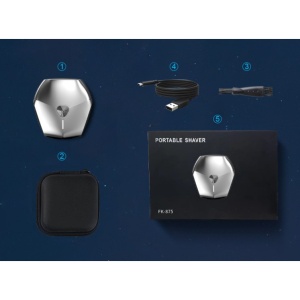 Aparat de Ras Portabil, Flippy, 8W, Autonomie 60 min, Incarcare Cablu Type C Inclus, Periuta de Curatare, Husa, Reincarcabil, 7.3x7.5x3.3 cm, Gri - Img 3