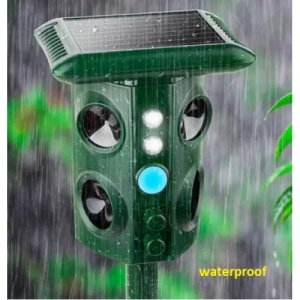 Aparat Solar LED cu Ultrasunete, Flippy, Repelent pentru Animale Mari si Mici, Lumina Rosie si Alba, Anti Rozatoare, Anti Insecte, Frecventa 13.5KHZ-45.5KHZ, Senzor PIR, 15.5 x 15.4 x 26.2 cm, Verde - Img 4