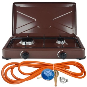 Aragaz maro, 2 ochiuri + Kit reglabil gpl RH-10 + Tub flex 2M+2 Coliere - Img 2