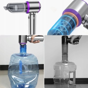 Aspirator Portabil Auto, Flippy, pentru Casa si Masina, 3 Viteze, Incarcator Tip-C cu Incarcare Rapida, Tub Prelungitor, 2000mAh, 7 Capete de Aspirare si Suflare, 21x20x6.5 cm, Argintiu Mov - Img 11
