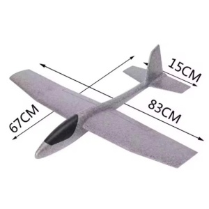 Avion Zburator, Flippy, Tip Planor, 83 cm Lungime, +3 Ani, din Polistiren, Aruncare 10 - 30 m, Gri - Img 4