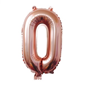 Balon din Folie Flippy, Cifra 0, 81 cm, Pentru Aer sau Heliu, Bulk, Roz Auriu - Img 1