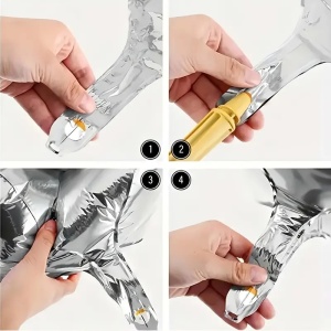 Balon din Folie Flippy, Cifra 0, 81 cm, Pentru Aer sau Heliu, Bulk, Argintiu - Img 4