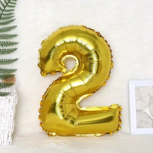 Balon din Folie Flippy, Cifra 2, 81 cm, Pentru Aer sau Heliu, Auriu - Img 2