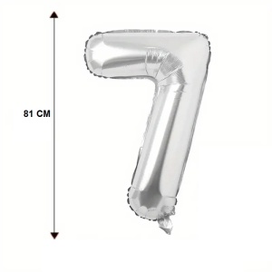 Balon din Folie Flippy, Cifra 7, 81 cm, Pentru Aer sau Heliu, Bulk, Argintiu - Img 4