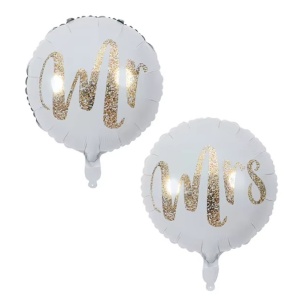 Balon din Folie Metalizata, Flippy, Figurina Cerc, Model MRS, Tematica Nunta, 45 cm, Ambalaj Individual, Pai Inclus, Umflare cu Aer sau Heliu, Alb - Img 12