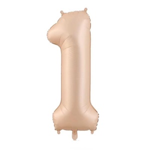 Balon din Folie Metalizata, Flippy, Figurina Cifra, Model 1, Tema Aniversare 100 cm, Ambalaj Individual, Pai Inclus, Umflare cu Aer sau Heliu, Crem - Img 1