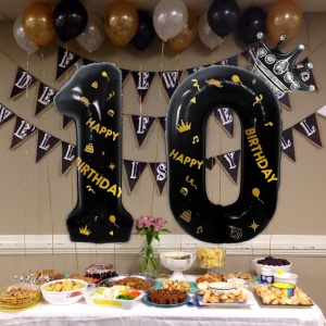 Balon din Folie Metalizata Flippy, Figurina Cifra, Scris Happy Birthday, Tema Aniversare 100 cm, Ambalaj Individual, Pai inclus, Umflare cu Aer sau Heliu, Negru, Cifra 0 - Img 3