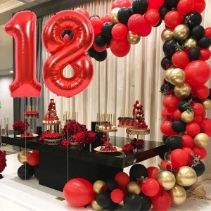 Balon din Folie Metalizata Flippy, Figurina Cifra, Tema Aniversare 100 cm, Ambalaj Individual, Pai inclus, Umflare cu Aer sau Heliu, Rosu, Cifra 8 - Img 3