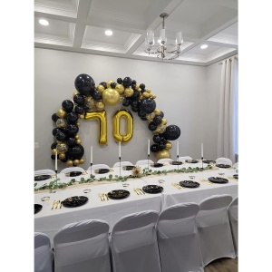 Balon din Folie Metalizata Flippy, Figurina Cifra, Tema Aniversare 40 cm, Ambalaj Individual, Pai inclus, Umflare cu Aer sau Heliu, Auriu, Cifra 0 - Img 7
