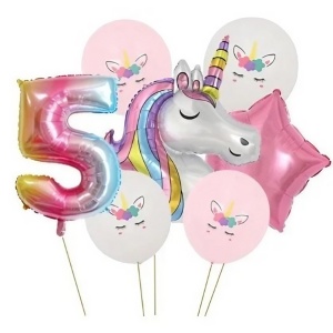 Balon din Folie Metalizata Flippy, Figurina Cifra, Tema Aniversare 40 cm, Ambalaj Individual, Pai inclus, Umflare cu Aer sau Heliu, Multicolor, Cifra 5 - Img 3