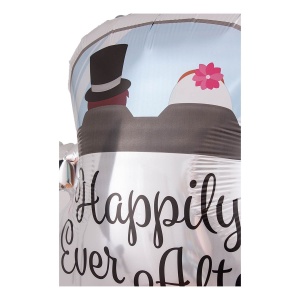 Balon din Folie Metalizata, Flippy, Figurina Masina, Model Nunta Happily Ever After, Tema Nunta, 60 x 63 cm, Ambalaj Individual, Pai Inclus, Umflare cu Aer sau Heliu, Alb - Img 3