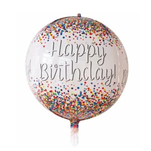 Balon din Folie Metalizata, Flippy, Figurina Rotunda 4D, Model Happy Birthday, Tema Aniversare, 24 x 63 cm, Ambalaj Individual, Pai inclus, Umflare cu Aer sau Heliu, Maro - Img 5
