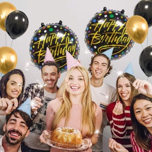 Balon din Folie Metalizata, Flippy, Figurine, Model 3, Happy Birthday, Tematica Aniversare, 45 cm, Ambalaj Individual, Pai Inclus, Umflare cu Aer sau Heliu, Multicolor - Img 4