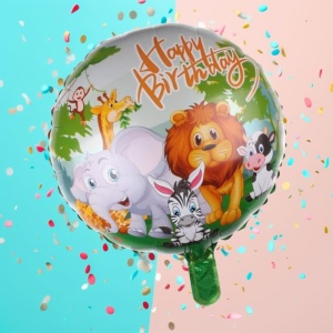 Balon din Folie Metalizata, Flippy, Mini Figurina Rotunda, Model Animalute, Happy Birthday, Tematica Aniversare, 45 cm, Ambalaj Individual, Pai Inclus, Umflare cu Aer sau Heliu, Multicolor - Img 3
