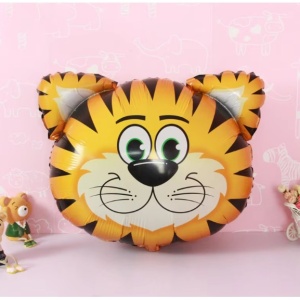 Balon din Folie Metalizata, Flippy, Mini Figurine Animalute, Model Tigru, Tematica Aniversare, 38x31 cm, Ambalaj Individual, Pai Inclus, Umflare cu Aer sau Heliu, Multicolor - Img 10