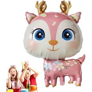 Balon din Folie Metalizata, Flippy, Mini Figurine, Model Cerb, Tematica Aniversare, 49x74.5 cm, Ambalaj Individual, Pai Inclus, Umflare cu Aer sau Heliu, Roz - Img 10