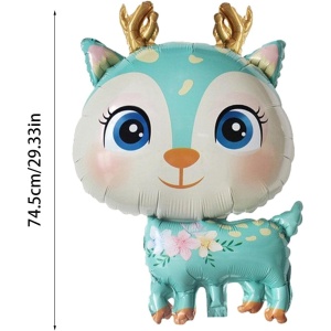 Balon din Folie Metalizata, Flippy, Mini Figurine, Model Cerb, Tematica Aniversare, 49x74.5 cm, Ambalaj Individual, Pai Inclus, Umflare cu Aer sau Heliu, Albastru - Img 8