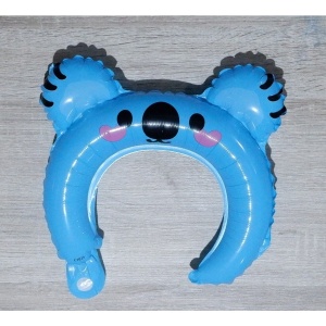 Balon din Folie Metalizata, Flippy, Tip Coronita cu Urechi, Model Koala, Ambalaj Individual, Pai Inclus, Umflare cu Aer sau Heliu, 26.5 x 28 cm, Albastru - Img 2