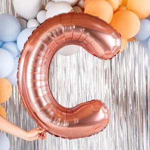 Balon Folie Metalizata Litera C, Flippy, 80 cm, Umflati cu Heliu sau Aer, Ambalaj Individual, Pai inclus, Rose Gold - Img 5