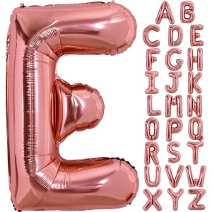 Balon Folie Metalizata Litera E, Flippy, 40 cm, Umflati cu Heliu sau Aer, Ambalaj Individual, Pai inclus, Rose Gold - Img 4