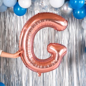 Balon Folie Metalizata Litera G, Flippy, 80 cm, Umflati cu Heliu sau Aer, Ambalaj Individual, Pai inclus, Rose Gold - Img 5