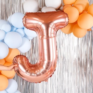 Balon Folie Metalizata Litera J, Flippy, 80 cm, Umflati cu Heliu sau Aer, Ambalaj Individual, Pai inclus, Rose Gold - Img 5