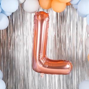 Balon Folie Metalizata Litera L, Flippy, 80 cm, Umflati cu Heliu sau Aer, Ambalaj Individual, Pai inclus, Rose Gold - Img 7