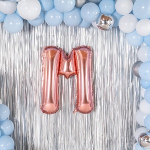 Balon Folie Metalizata Litera M, Flippy, 80 cm, Umflati cu Heliu sau Aer, Ambalaj Individual, Pai inclus, Rose Gold - Img 7