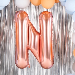 Balon Folie Metalizata Litera N, Flippy, 80 cm, Umflati cu Heliu sau Aer, Ambalaj Individual, Pai inclus, Rose Gold - Img 7