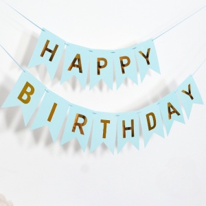 Banner Happy Birthday 100x200 cm, Flippy, Dimensiune Stegulet 11.5x16.5 cm, Rola de Ata Inclusa, Albastru - Img 7